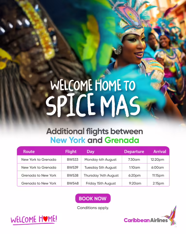 Flight schedule to Grenada, Flight Schedule to Grenada