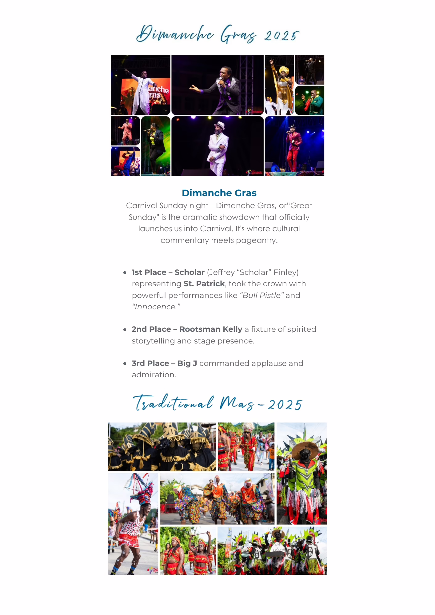 Masqueraders decked in charcoal oil paint horns and chains transform into Jab jab, Spicemas Round-Up Newsletter